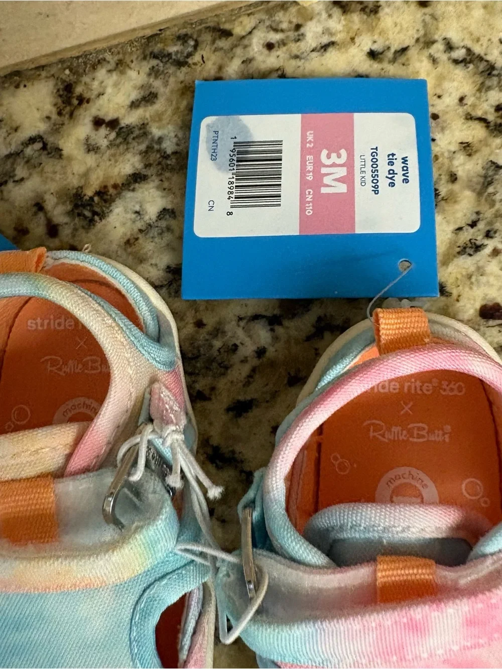 Stride Rite Kids Tie-Dye Sandals in Pink, Blue & Peach
